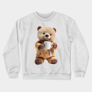 Adorable Teddy Bear Drinking Coffee Early in the Morning Crewneck Sweatshirt